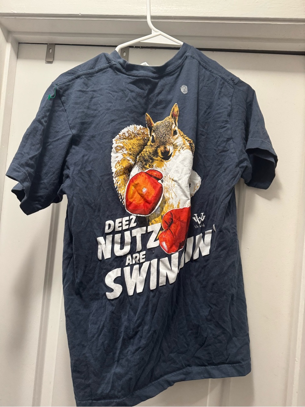 Navy 'Deez Nutz Are Swinnin' Squirrel Graphic Tee